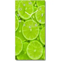 Tulup Wandklok - Limoenen Klok Glas Met Opdruk - 30x60 cm - Groente Moderne Wandklok Glas - Witte handen - Rechthoekige Klok - Decoratieve Glazen Klok - Glazen Wandklok Design