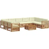 vidaXL Buiten bank set 10 st Natuurlijk en Crème Massief Acacia Hout