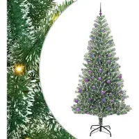 Syfax Kunstmatige Kerstboom Sneeuw Gevlochten met LED Licht 240 cm