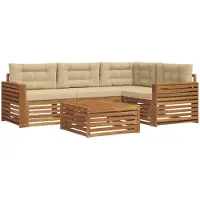 vidaXL Buiten bank set 5 st Natuurlijk en Beige