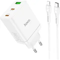 Hoco N33 35W + USB-C iPhone iPad iPod Kabel, sneloplader met netstekker, Quick Charge 3.0, wit