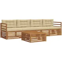 vidaXL Buiten bank set 5 st Natuurlijk en Beige