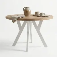 Dekori.Interiors Ronde uitschuifbare eettafel wit PERO 80/130 cm, eiken Lancelot – loftstijl, Scandinavisch