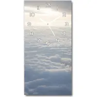 Tulup Wandklok - Vliegen boven de wolken Decoratieve Glazen Klok - 30x60 cm - Wit Glazen Wandklok Design - Witte handen - Rechthoekige Klok - Glazen Klok Met Print - Wandklok Glas Met Motief