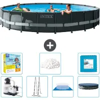Intex Ronde Ultra XTR Frame Zwembad – 610 x 122 cm – inclusief pomp, ladder, bodemzeil, afdekking, onderhoudspakket, filterballen en bodemtegels