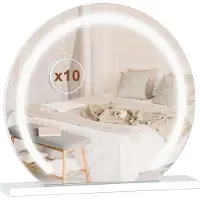 Puluomis Make-up Spiegel, cosmeticaspiegel, 50x48 cm, Hollywood-stijl, dimbaar met LED-verlichting, 3 lichtkleuren, 2-in-1: kan als tafelspiegel en wandspiegel gebruikt worden, rond