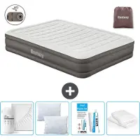 Bestway opblaasbare luchtbed - 2 personen - 152 x 203 x 36 cm - Bruin - Inclusief accessoires