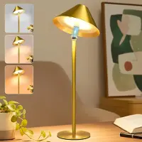 Lapalife LED-tafellamp, draadloos, met oplaadbare batterij, 360° draaibaar, met magneet, dimbaar, 3 kleurtemperaturen, oplaadbare bureaulamp/nachtlamp, goud