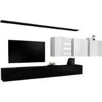 Meublorama AM-SWITCH 7-ZW SW 7*7C/95KG, 2 deuren/deuren, 5 vakken/vakken, Zwart, Medium-dichtheid vezelplaat (MDF), 400 mm, 3400 mm