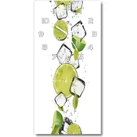Tulup Wandklok - Limoen met ijs Gekleurde Glazen Klok - 30x60 cm - Groente Glazen Klok Met Print - Witte handen - Rechthoekige Klok - Moderne Wandklok Glas - Wandklok Glas Decoratie