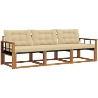 vidaXL Buiten bank set 3 st Natuurlijk en Beige