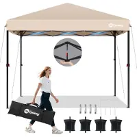 Sekey Faltpaviljoen 3x3, waterdicht, opklapbaar paviljoen met 4 zandzakken, UV-bescherming 50+, paviljoen & feesttenten, feesttent, taupe kleur
