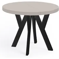Dekori.Interiors Eettafel "PERO" van massief hout, kasjmieren afwerking, 90/190 cm, uitschuifbaar, zwart frame – in Scandinavische loft-stijl
