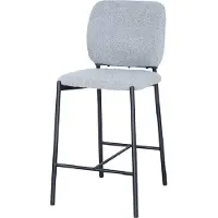 Meublorama Counterstoel RITA – Lichtgrijze stof – Zwarte metalen poten – Hoogte 99 cm – Design/industriële stijl