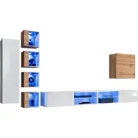 Meublorama Salonmeubelset SWITCH XXVI design, in wit en eiken kleur.
