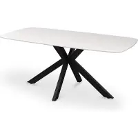 Meublorama Eettafel VINCI lengte 180cm met een 10mm dik marmer-effect wit stenen blad