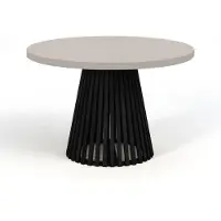Dekori.Interiors Eettafel Dover, gemaakt van rundleder (kasjmier), uitschuifbaar, 90/190 cm, geschikt voor de eetkamer, met een zwart lamellenframe – Industrieel/Loft stijl