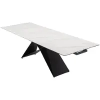 CasaDolce Uitschuifbare eettafel GEODI, wit, 180/260x90x76 cm, keramisch en glas, metalen poten, maximaal draagvermogen: 50 kg