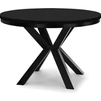 Dekori.Interiors Uitschuifbare eettafel, zwart, RAL 100/150 cm, met ringvormig onderstel en massieve beukenhouten poten – Loft-stijl, rustiek