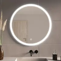 LOMAZOO Premium - Badkamerspiegel met LED verlichting - Badkamer Spiegel - Spiegel Badkamer - Spiegel Douche - Verwarming Anti Condens - 70 cm rond [VEGAS]