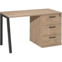 Meublorama Stevig gouden eiken bureau met 3-ladeblok - Collectie SUZI - Speciaal voor kleine ruimtes