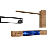 Meublorama Industriële stijl woonkamer meubelset SWITCH M4. Kleur eiken.