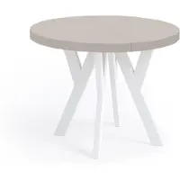 Dekori.Interiors Ronde eettafel in kasjmierkleur PERO 110/210 cm uitschuifbaar, met wit onderstel – loftstijl, Scandinavisch