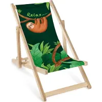 AllBags Houten Kinderligstoel met Opdruk - Relax Luiaard - Strand & Tuin