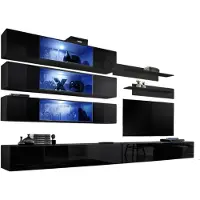 Meublorama Set van zwevende meubels met LED-verlichting uit de FLY J3-collectie. Kleur zwart.