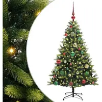 Syfax Kunstkerstboom met scharnier 150 LEDs Groen 120 cm PVC en PE