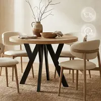 Dekori.Interiors Ronde uitschuifbare eettafel zwart PERO 100/200 cm voor de eetkamer, eiken Craft Golden – loftstijl, Scandinavisch
