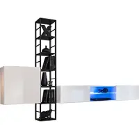 Meublorama Set woonkamermeubels industriële stijl SWITCH M6 - Kleur grijs - Geïntegreerde LED-verlichting