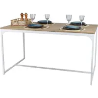 Meublorama Industriële eettafel uit de PUEBLO collectie - Licht eiken kleur met wit metalen onderstel, afmetingen 150x80x75 cm