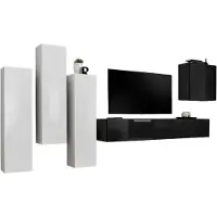 Meublorama Design woonkamermeubelset uit de SWITCH III collectie. Kleuren glanzend wit en zwart.