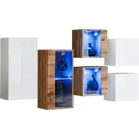 Meublorama Salonmeubelset SWITCH SBIV – Eik en Wit – Geïntegreerde LED – Modern Ontwerp