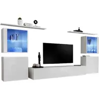 Meublorama Set van hangende designmeubels voor woonkamer uit de SWITCH XIV collectie, in glanzend wit.