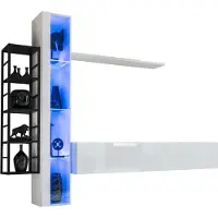 Meublorama Industriële woonkamermeubelset SWITCH M7 - Wit - Ingebouwde LED & Push to Open systeem