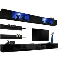 Meublorama Set van zwevende meubels met LED-verlichting in zwarte kleur. Collectie FLY