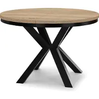 Dekori.Interiors Uitschuifbare eettafel, zwart, RAL 100/200 cm, eikenhout Sonoma met ringvormig onderstel en massieve beukenhouten poten – Loft-stijl, rustiek