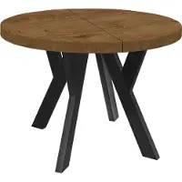 Dekori.Interiors Ronde uitschuifbare eettafel zwart PERO 110/210 cm voor de eetkamer, eiken Lefkas – loftstijl, Scandinavisch