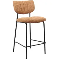 Meublorama Counterstoel VENTURA - Oranje stof - Zwarte metalen poten - Hoogte 97 cm - Design/industriële stijl