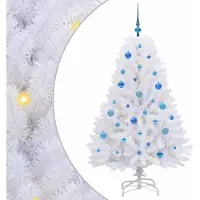 Syfax Kunstmatige Inklapbare Kerstboom Wit 150 cm PVC en Staal
