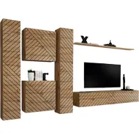 Meublorama Design meubelset voor de woonkamer SWITCH VI. Kleur Wotan eiken met gefreesde frontafwerking.
