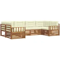 vidaXL Buiten bank set 6 st Natuurlijk en Crème Massief Acacia Hout