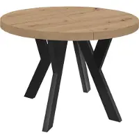 Dekori.Interiors Ronde uitschuifbare eettafel zwart PERO 80/130 cm, eiken Artisan – loftstijl, Scandinavisch