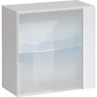 Meublorama Vierkante hangende vitrinekast – Wit – Collectie SWITCH – Glazen deur en LED inbegrepen – Modern ontwerp