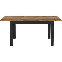 Meublorama Uitschuifbare tafel voor 8 personen voor eetkamer Collectie DARWIN. Tafelblad met sparhouteffect. Zwarte poten
