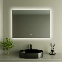 LOMAZOO Badkamerspiegel Bryce 80 x 60 cm - Douche Spiegel - Badkamer Spiegel met LED Verlichting en Anti-Condens