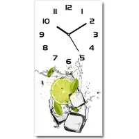 Tulup Wandklok - Limoen met ijs Gekleurde Glazen Klok - 30x60 cm - Groente Glazen Klok Met Print - Zwarte handen - Rechthoekige Klok - Moderne Wandklok Glas - Wandklok Glas Decoratie
