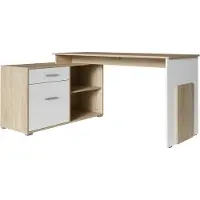 Meublorama Bureauhoek - licht eiken en wit - Collectie COMO